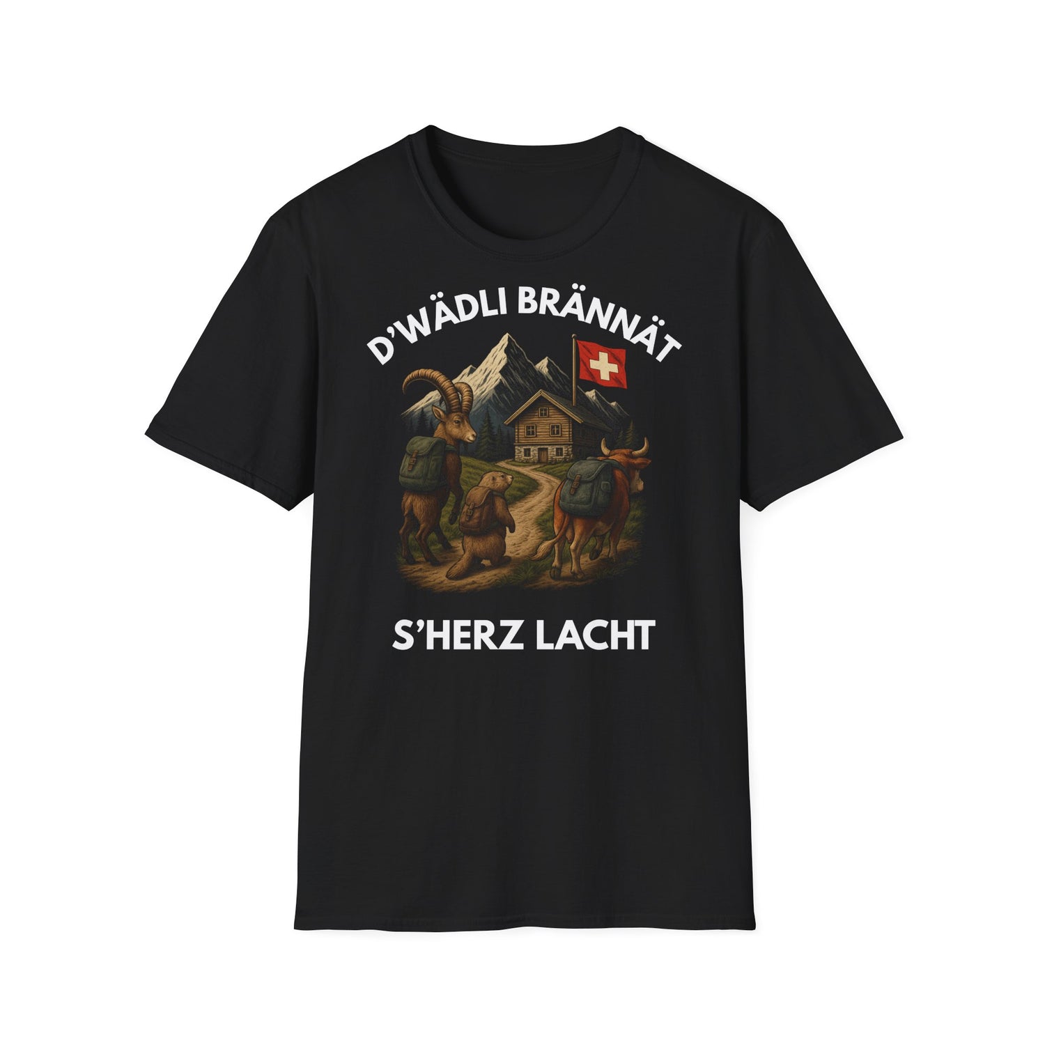 Berg T-Shirt - D'WÄDLI BRÄNNÄT, S'HERZ LACHT