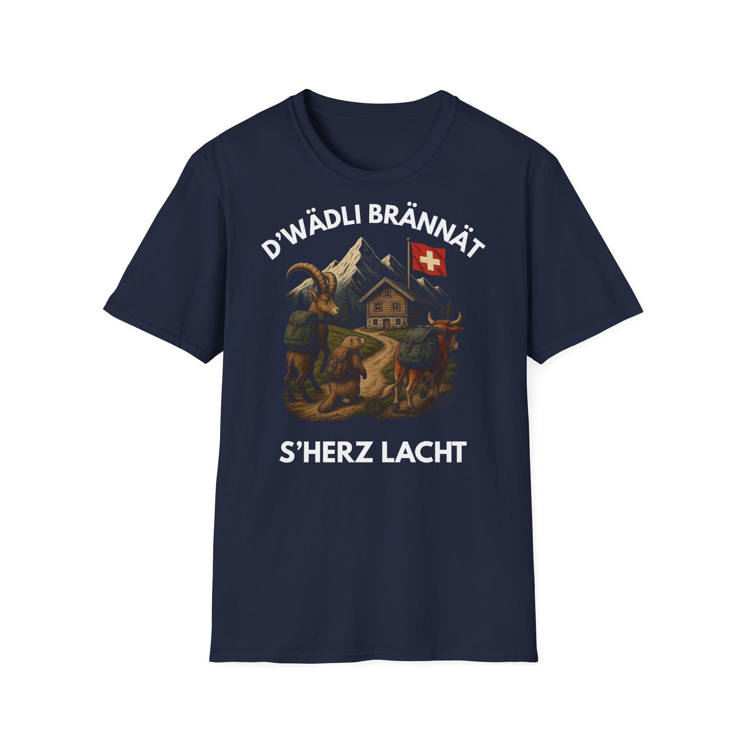 Berg T-Shirt - D'WÄDLI BRÄNNÄT, S'HERZ LACHT