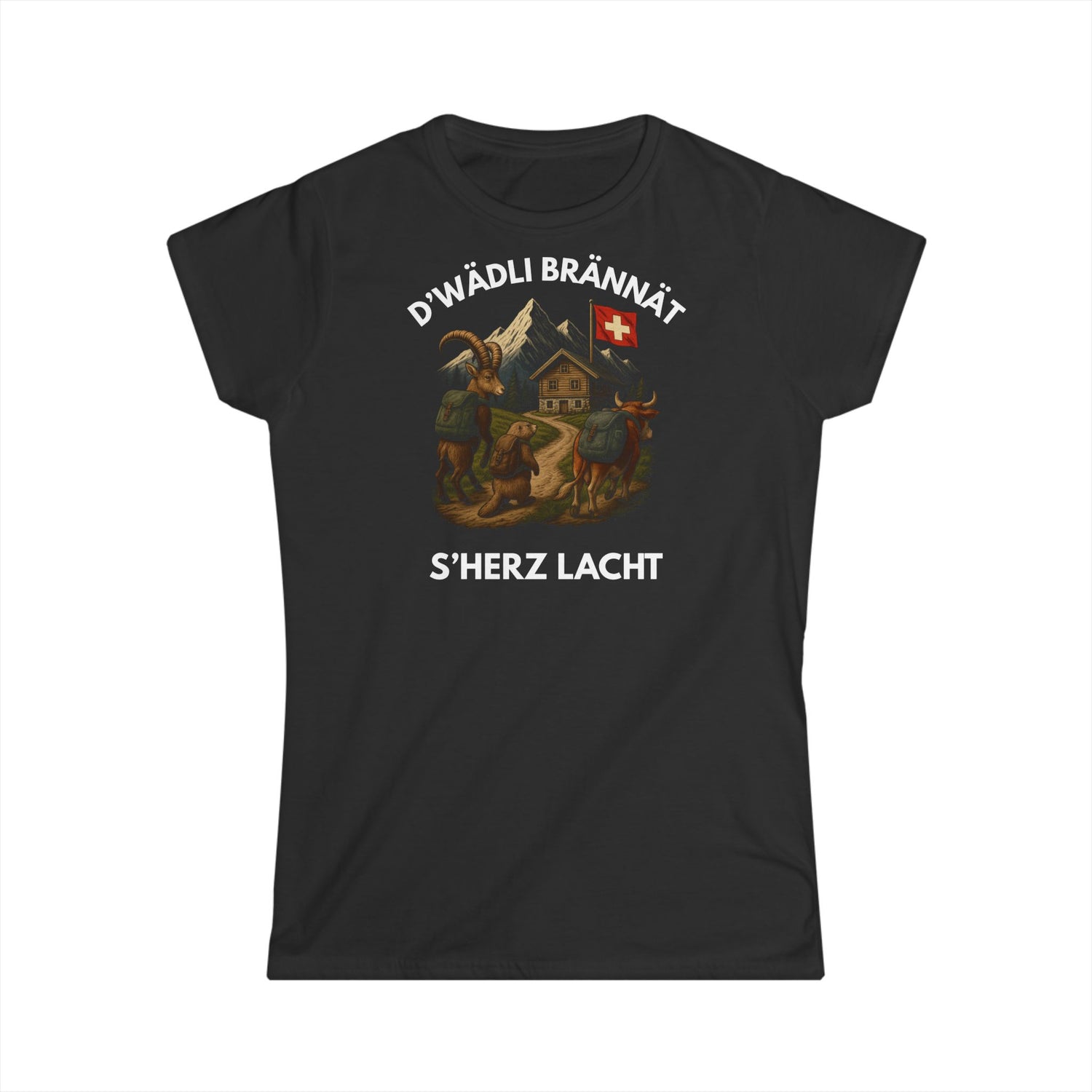 Berg T-Shirt - D'Wädli brännät, s'herz lacht (Damen)